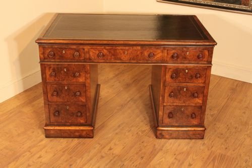 Victorian Figured Walnut Partners Desk