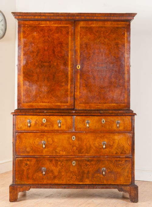 George I Walnut Cabinet on Chest