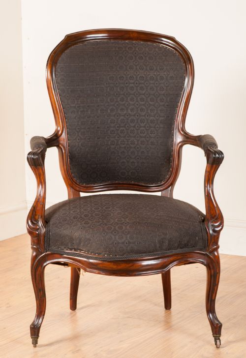 Victorian Rosewood Open Armchair