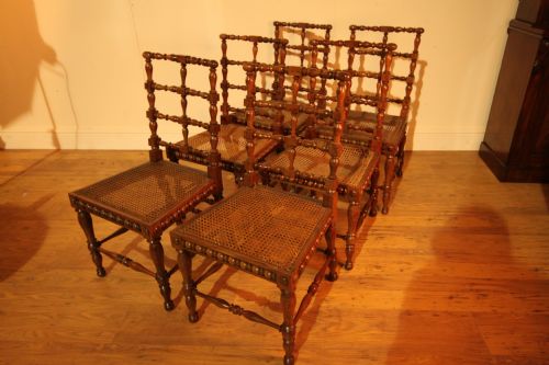 6 Olive Wood Turned Chairs