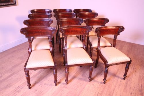 Set of 12 William IV Style Mahogany Dining Chairs