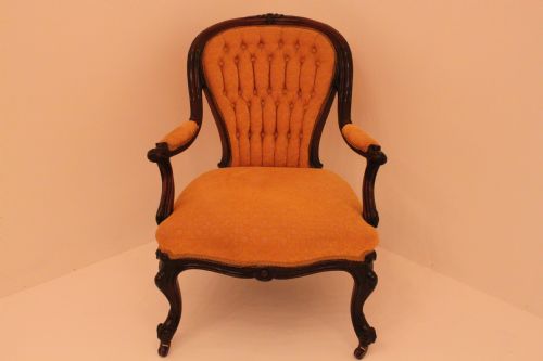 Victorian Mahogany Open Arm Chair