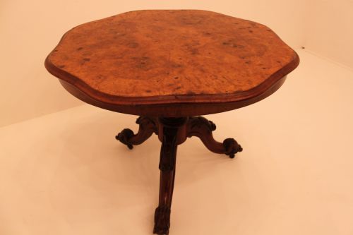 Small Shaped Victorian Burr Walnut Table