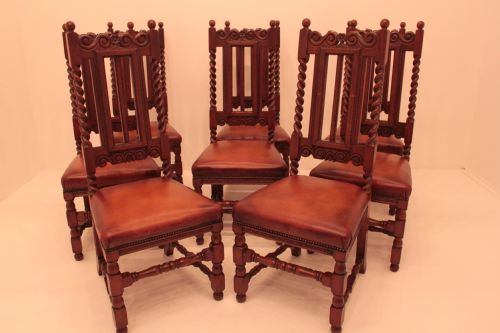 Set of 8 Oak Victorian Barley Twist Chairs