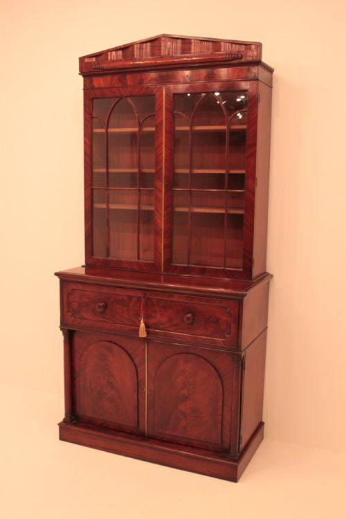 William IV Mahogany 2 Door Secretaire Bookcase