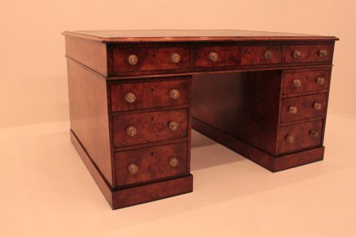 fig 1. Victorian Burr Walnut partners desk