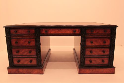 Superb Quality Early Victorian Bur Walnut Partners Desk