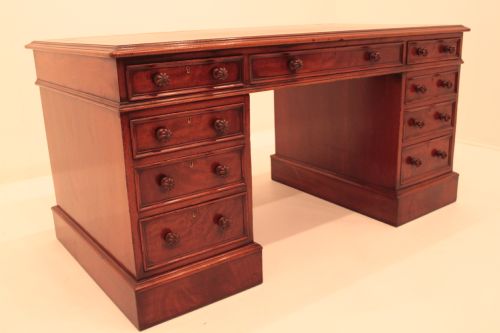 Mid Victorian Mahogany 2 Pedestal Desk
