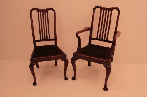 fig 1. Set of 8 Mahogany Queen Anne Style Dining Chairs