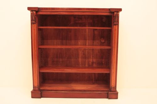 Mid Victorian Mahogany Inverted Front Open Bookcase