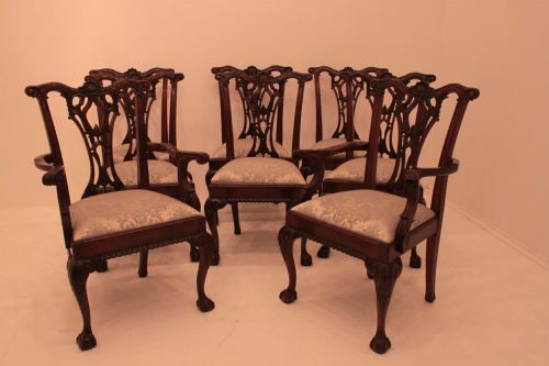 Set of 8 (6 + 2) Mahogany Dining Chairs