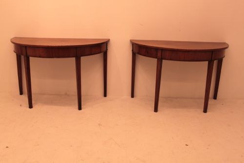 Pair of Mahogany George III Demi Lune Tables