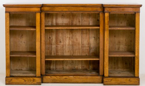 Victorian Oak Inverted Breakfront Bookcase