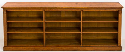 Victorian Blonde Oak Straight Fronted Open Bookcase