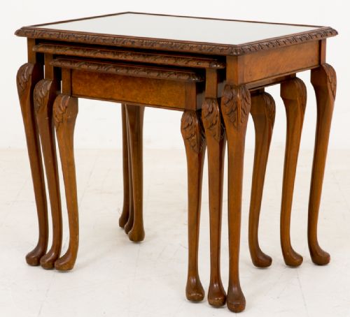 Nest of 3 Burr Walnut Tables