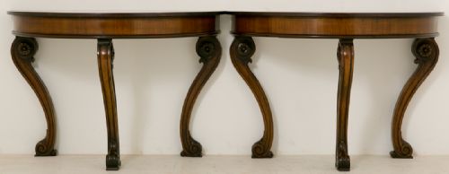 Pair of Georgian Mahogany Half Round Console Tables
