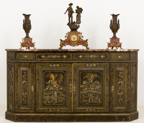 Mid Victorian Chinoiserie 4 Door Side Cabinet