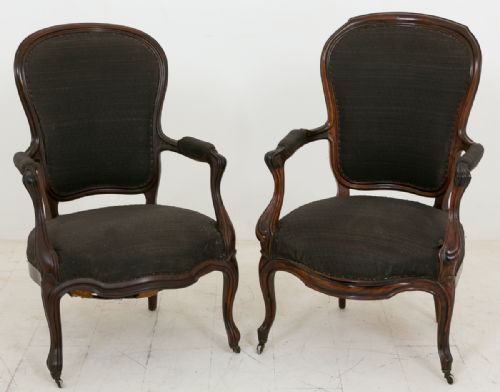 Pair of Rosewood Open Arm Chairs