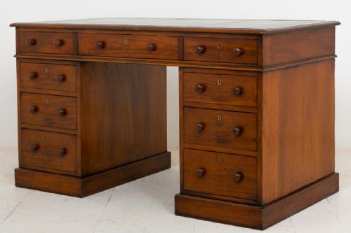 fig 1. Victorian Mahogany pedestal kneehole desk