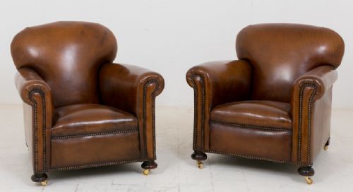 Pair of Art Deco Leather Club Chairs