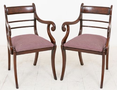 Pair of Regency Mahogany Library Chairs.