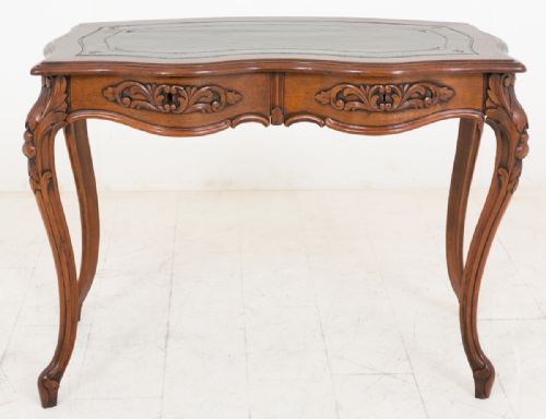 French Rosewood Carved 2 Drawer Writing Table