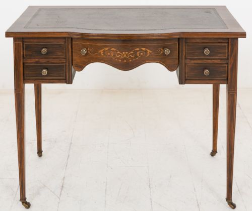 Late Victorian Rosewood 5 Drawer Writing Table