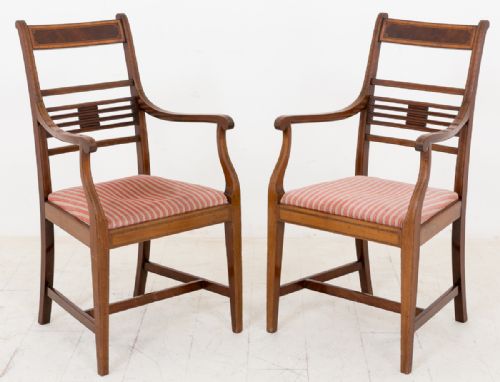 Pair of Sheraton Revival Mahogany Armchairs