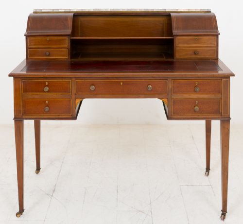 Sheraton Revival Mahogany Inlaid Writing Table