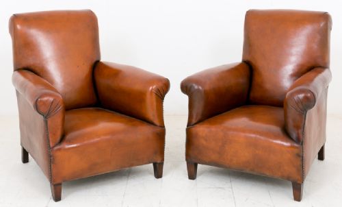 Pair of Leather Club Chairs