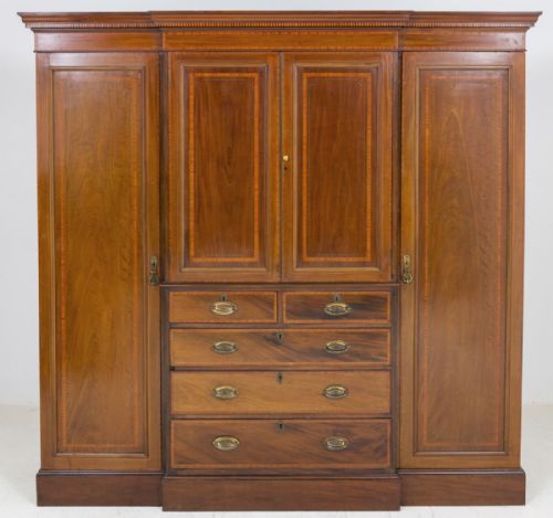 fig 1. Sheraton Revival Mahogany Breakfront Wardrobe