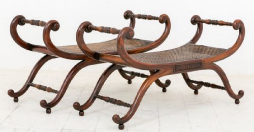Pair of Simulated Rosewood Stools