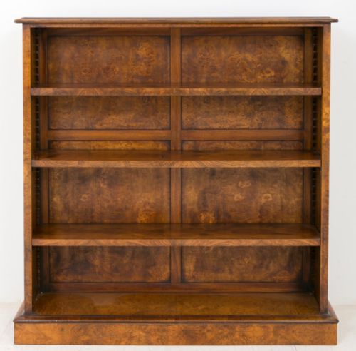 Victorian Burr Walnut Open Bookcase