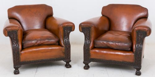 Pair of Leather Club Chairs