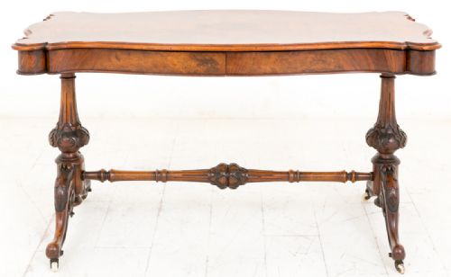 Superb Quality Burr Walnut 2 Drawer Library Table