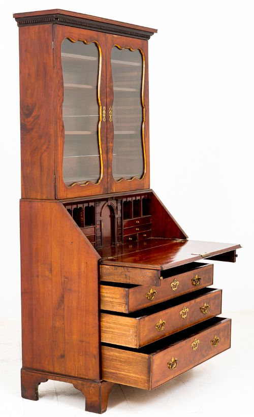 fig 1. George II Mahogany Bureau Bookcase