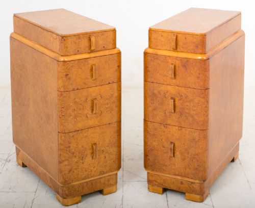 Pair of Burr Walnut Art Deco Bedside Chests
