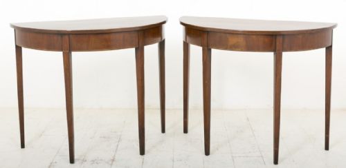 Pair of George II Mahogany Demi Lune Console Tables