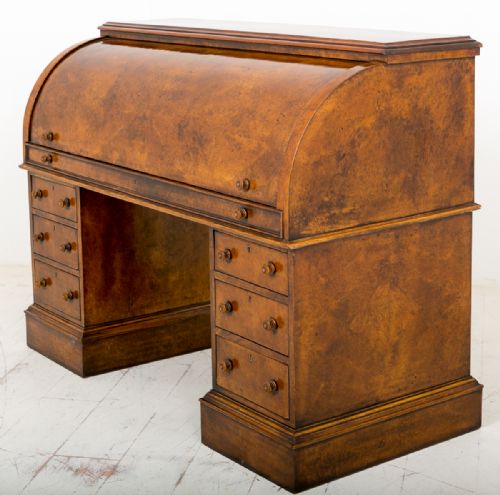 Stunning Victorian Burr Walnut Cylinder Desk