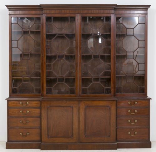 Georgian Style Mahogany Breakfront Bookcase