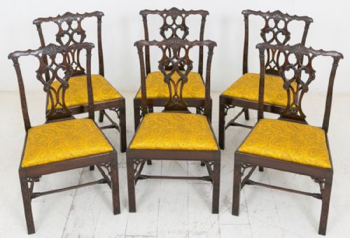 Stunning Set of 6 Mahogany Chippendale Style Dining Chairs