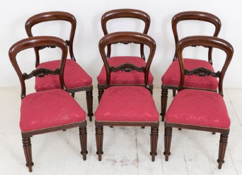 Set of 6 Early Victorian Mahogany Balloon Back Chairs