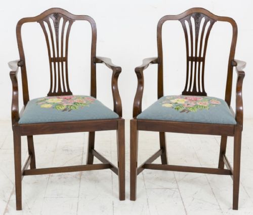 Pair of Hepplewhite Style Carver Chairs