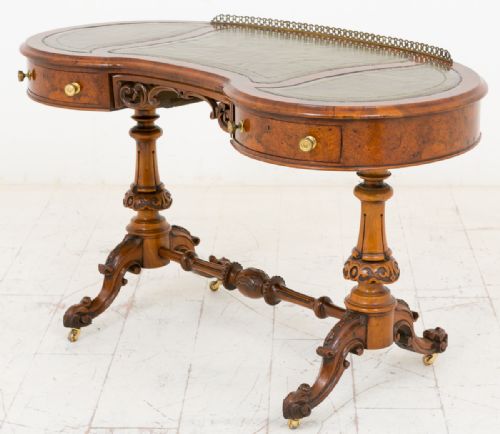 Victorian Walnut Kidney Writing Table