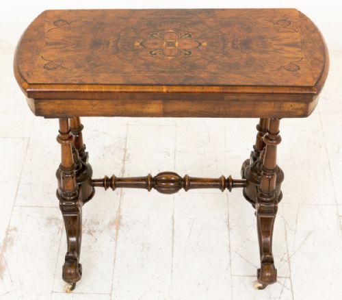 Very Pretty Victorian Burr Walnut Inlaid Card Table