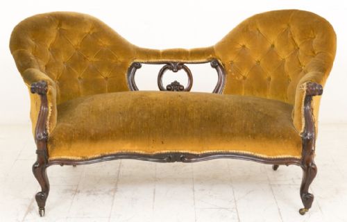 Victorian Rosewood Cameo Back Settee