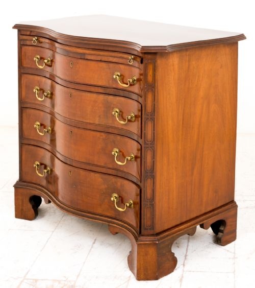 Mahogany Serpentine Georgian Style Bachelors Chest