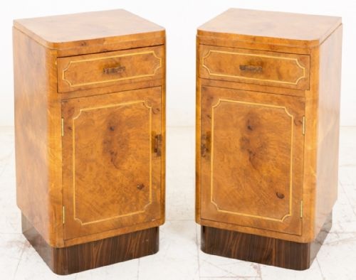 Pair of Burr Walnut  Art Deco Bedside Cabinets