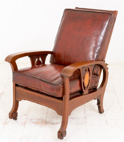 Late Victorian Leather Reclining Club Chair