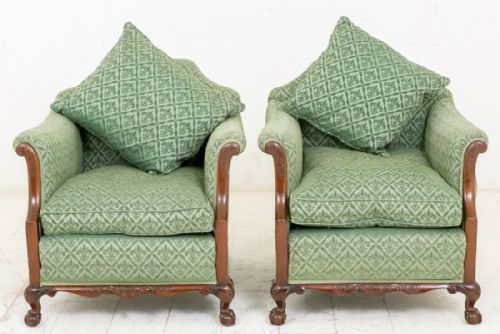 Pair of Chippendale Style Mahogany Club Chairs